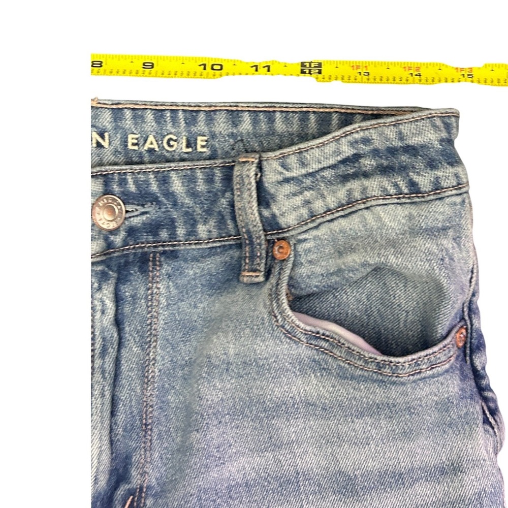 American Eagle High Rise Flare Jeans Womens 6 Short Light Wash Stretch Y2K - Picture 6 of 8